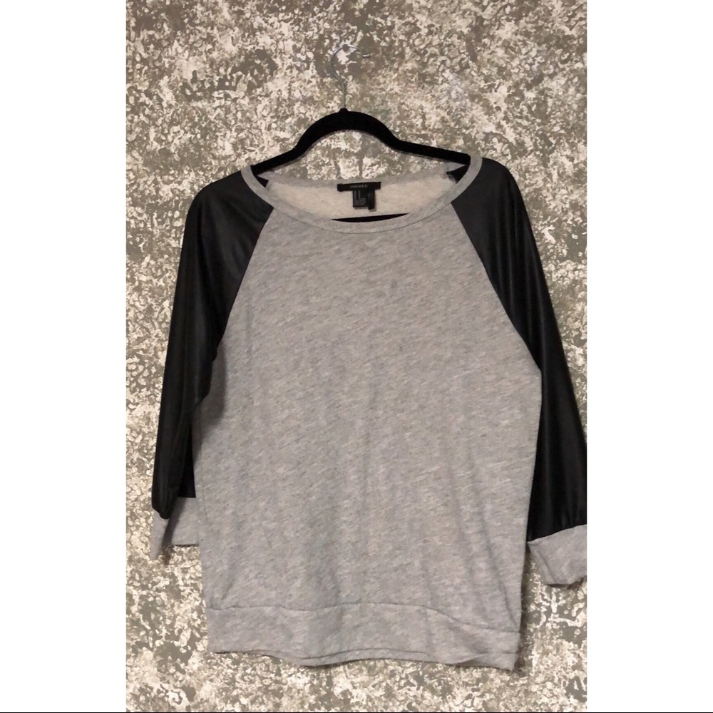 Forever 21 Pleather Sleeve Shirt